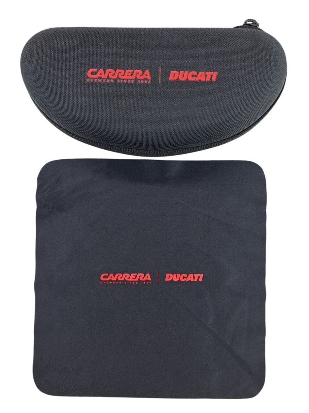 Carrera x Ducati Black Eyeglasses Sunglasses Hard Case Cleaning Cloth Clamshell